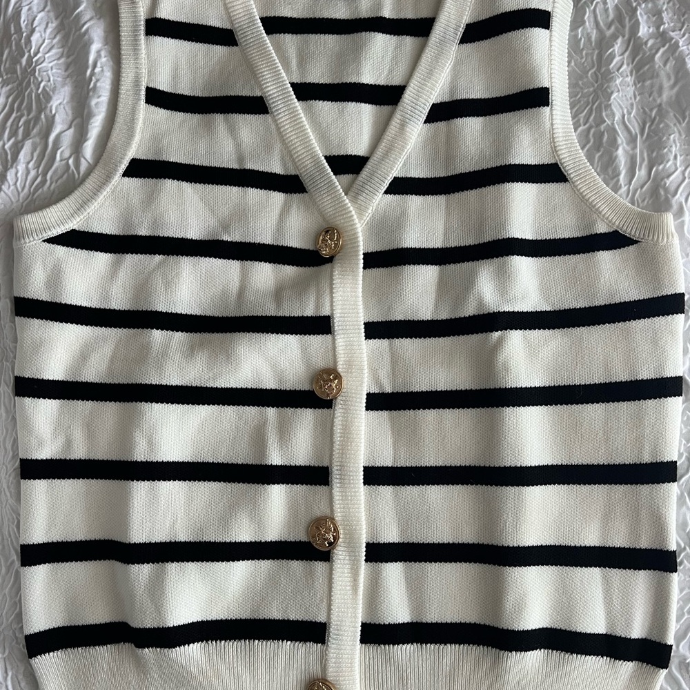 Striped Black and White Sweater Vest